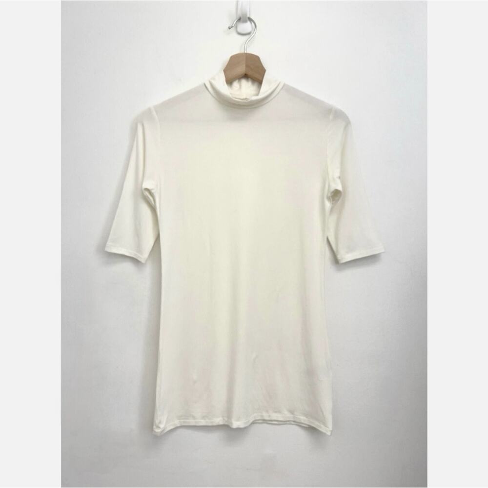 Marcella NYC Ana Mock Neck Stretch Jersey Half Sleeve Fitted Classic Top - Small - Picture 7 of 7